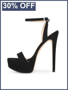 Platform High Heel Sandals Faux Leather 5.9in Stiletto Ankle Strap